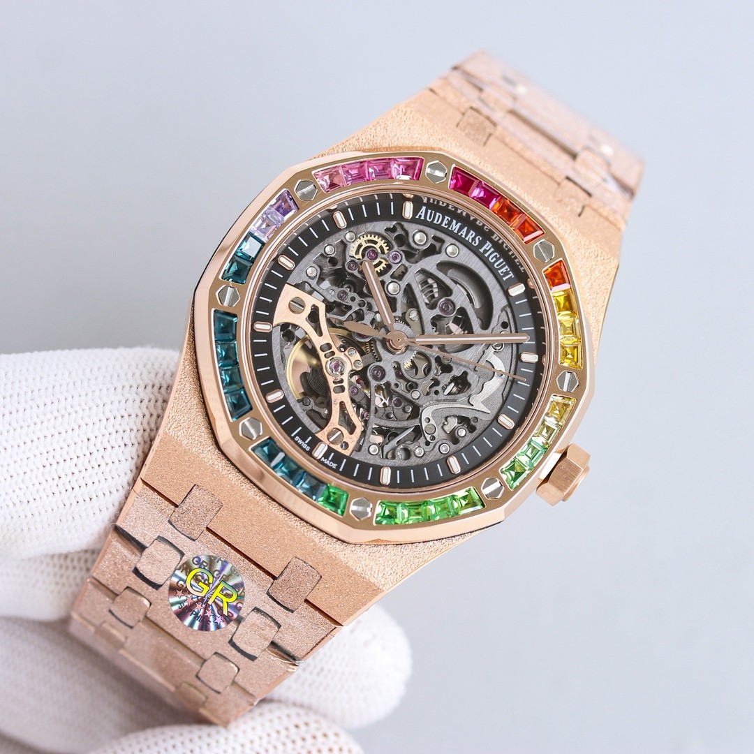 (Audemars Piguet) Royal Oak Frosted Gold Double Balance Wheel Skeleton Watch