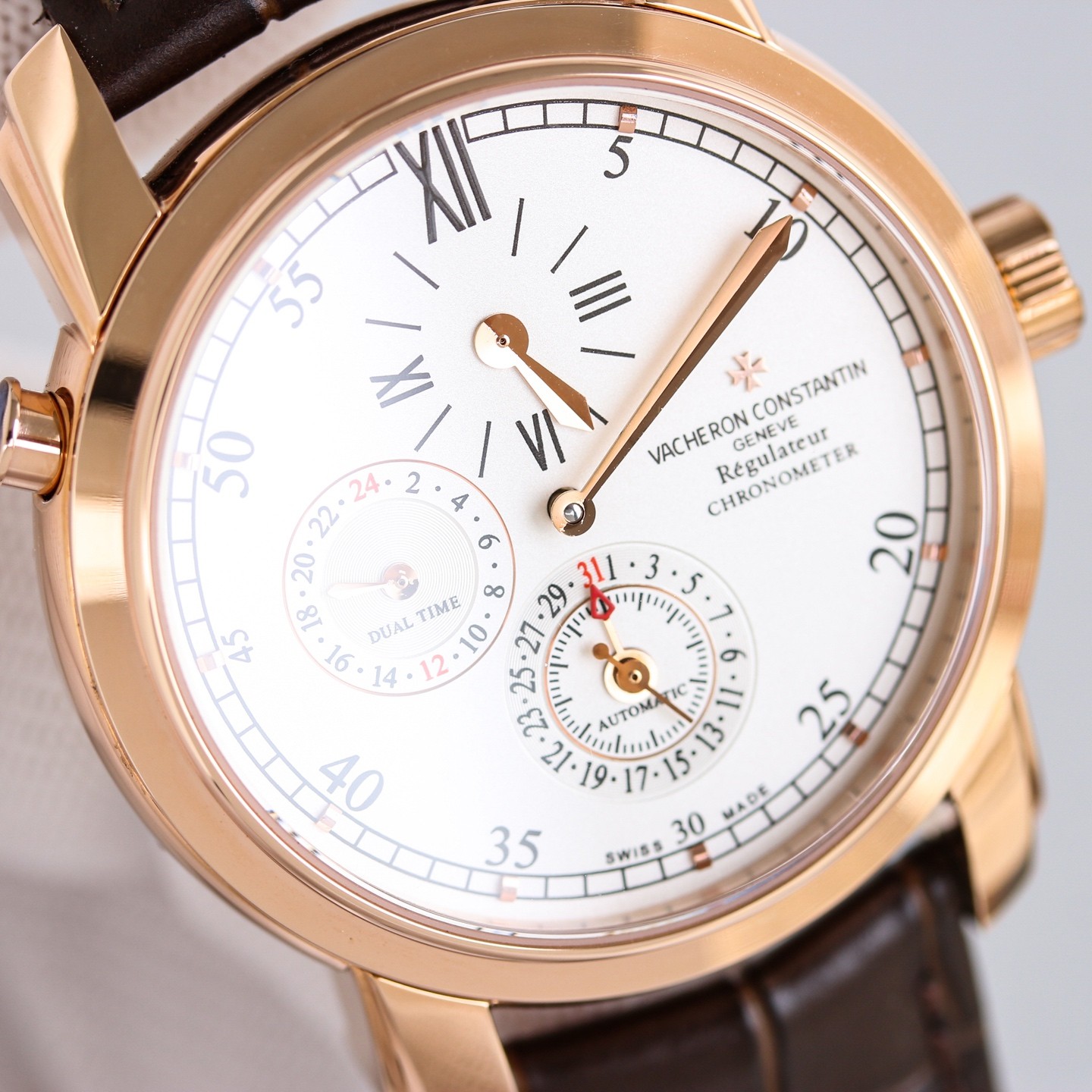 (Vacheron Constantin) Malte Dual Time Zone Standard Hands Watch